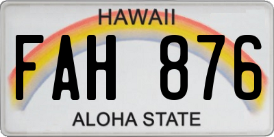 HI license plate FAH876
