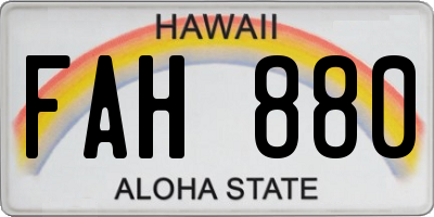 HI license plate FAH880