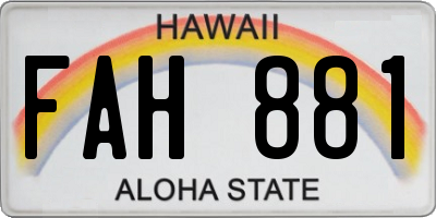 HI license plate FAH881