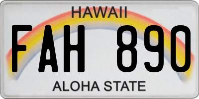 HI license plate FAH890