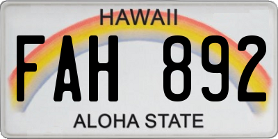 HI license plate FAH892