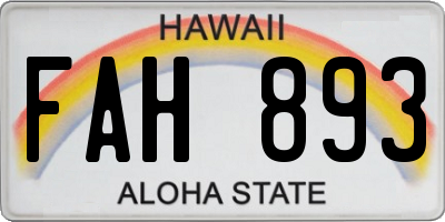 HI license plate FAH893