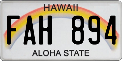 HI license plate FAH894