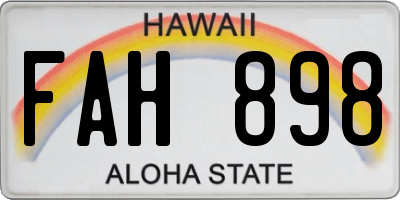 HI license plate FAH898