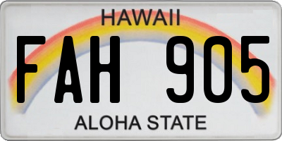 HI license plate FAH905