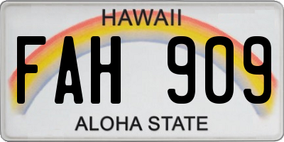HI license plate FAH909