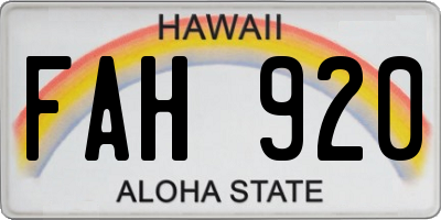 HI license plate FAH920