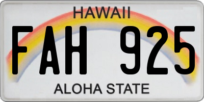 HI license plate FAH925