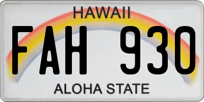 HI license plate FAH930