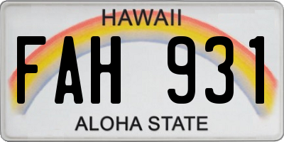 HI license plate FAH931