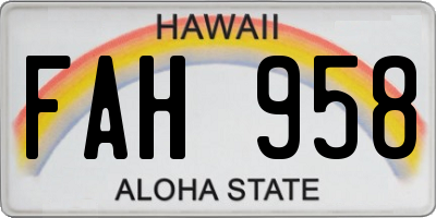 HI license plate FAH958
