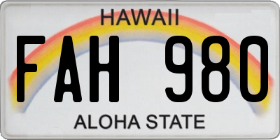 HI license plate FAH980