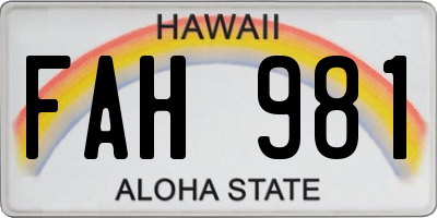 HI license plate FAH981