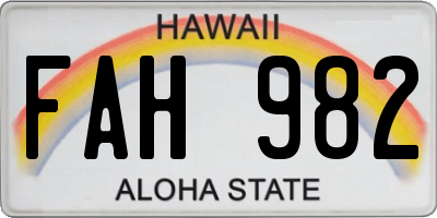 HI license plate FAH982