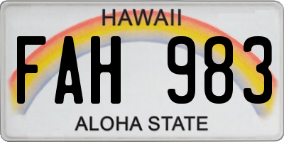 HI license plate FAH983