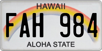 HI license plate FAH984