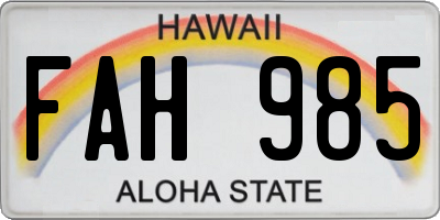 HI license plate FAH985