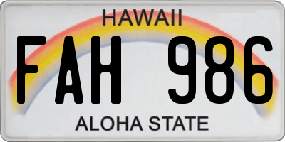 HI license plate FAH986