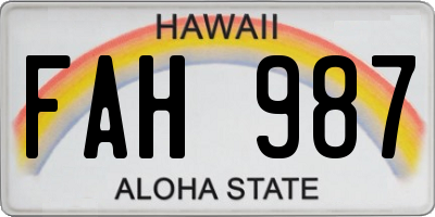 HI license plate FAH987