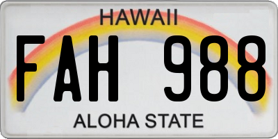 HI license plate FAH988