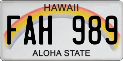 HI license plate FAH989