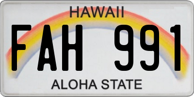 HI license plate FAH991