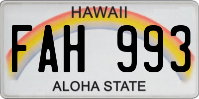 HI license plate FAH993