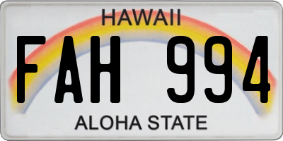 HI license plate FAH994