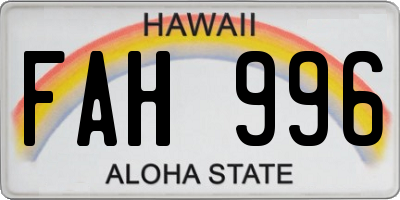 HI license plate FAH996