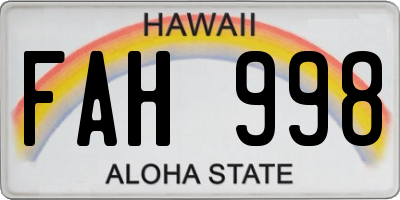 HI license plate FAH998