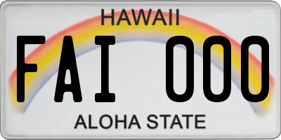 HI license plate FAI000
