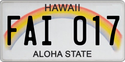 HI license plate FAI017