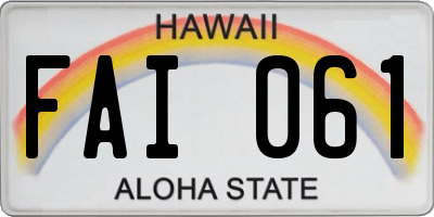 HI license plate FAI061