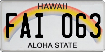 HI license plate FAI063