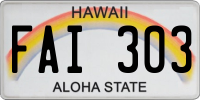 HI license plate FAI303