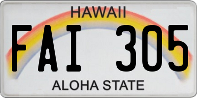 HI license plate FAI305