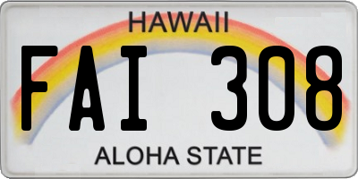 HI license plate FAI308