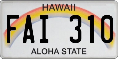 HI license plate FAI310