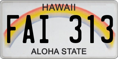 HI license plate FAI313