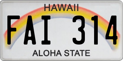 HI license plate FAI314