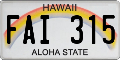 HI license plate FAI315