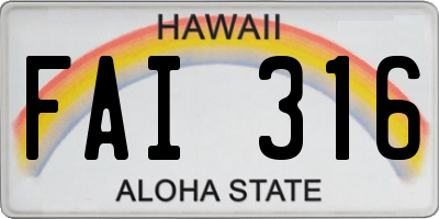 HI license plate FAI316