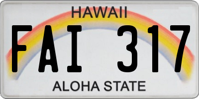 HI license plate FAI317
