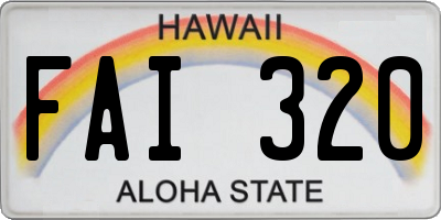 HI license plate FAI320
