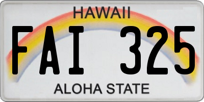 HI license plate FAI325