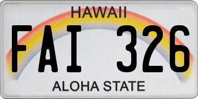 HI license plate FAI326