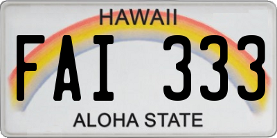 HI license plate FAI333