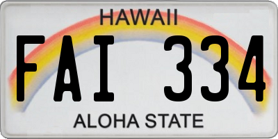 HI license plate FAI334