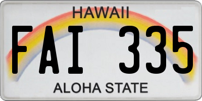 HI license plate FAI335