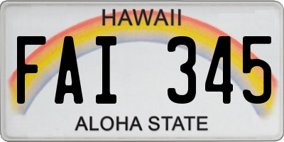 HI license plate FAI345
